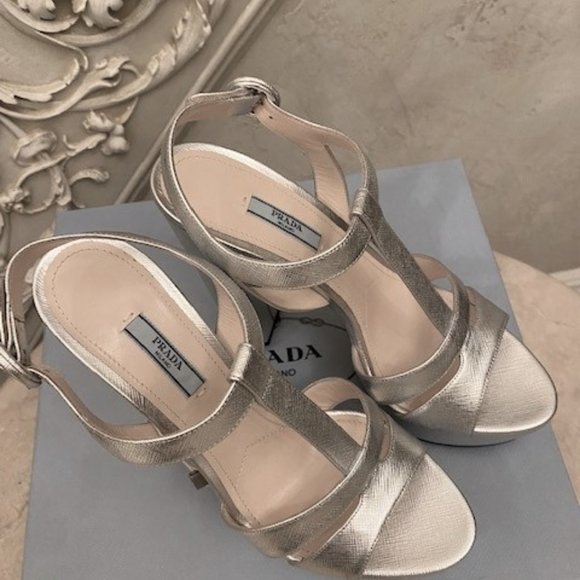PRADA Silver Sandals Size 41 - Picture 2 of 11